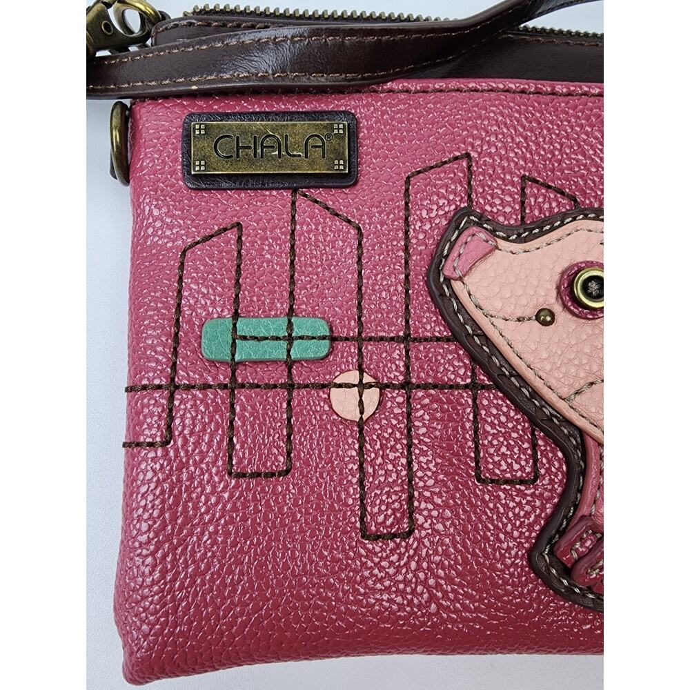 Chala Vegan Pink Pig Mini Crossbody Purse Handbag Convertible Strap Zippers Farm - Picture 3 of 10